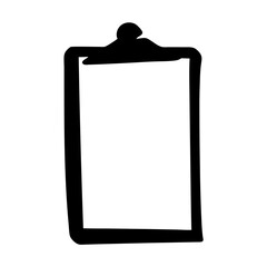 Stylized clipboard illustration featuring a simple, bold black outline on white