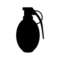 Silhouette of a classic grenade on white background, ready to explode