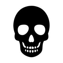 Fototapeta premium Minimalist black skull illustration with empty eye sockets and toothy grin