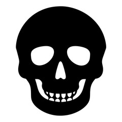 Simple black skull illustration isolated on white background, a classic Halloween icon