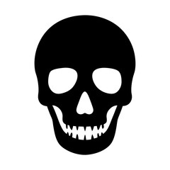 Simple Black Skull Vector Illustration on White Background for Halloween