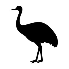 Elegant silhouette of a wading bird, perhaps a crane, standing majestically