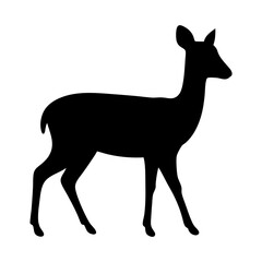 Elegant Deer Silhouette Walking Peacefully on White Background Artwork Design