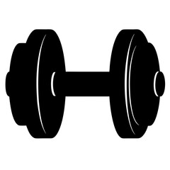 A single black dumbbell weight for fitness training and exercise symbol