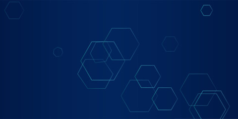 Hexagon geometric blue neon lights technology Hi-tech dark background. Abstract graphic digital future science concept design.