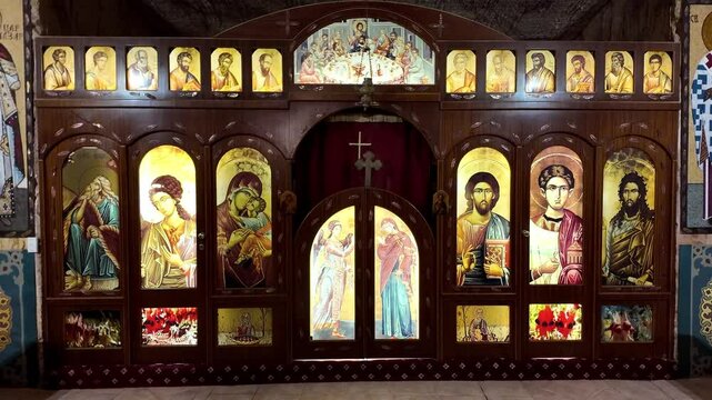 Coober Pedy, Australia- 12 15, 2024 : Serbian Orthodox underground Church of Saint Elijah the Prophet in Coober Pedy, South Australia - Religious place dug out of sandstone in an opal mining City