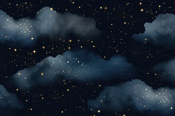 Vector dark blue seamless pattern night cloud sky.