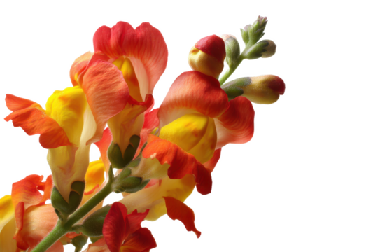 Vibrant Snapdragon Flowers Red and Yellow Blooms on White Background