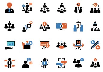 Fototapeta premium Modern Business and Finance Icon Set for Corporate Strategy and Growth