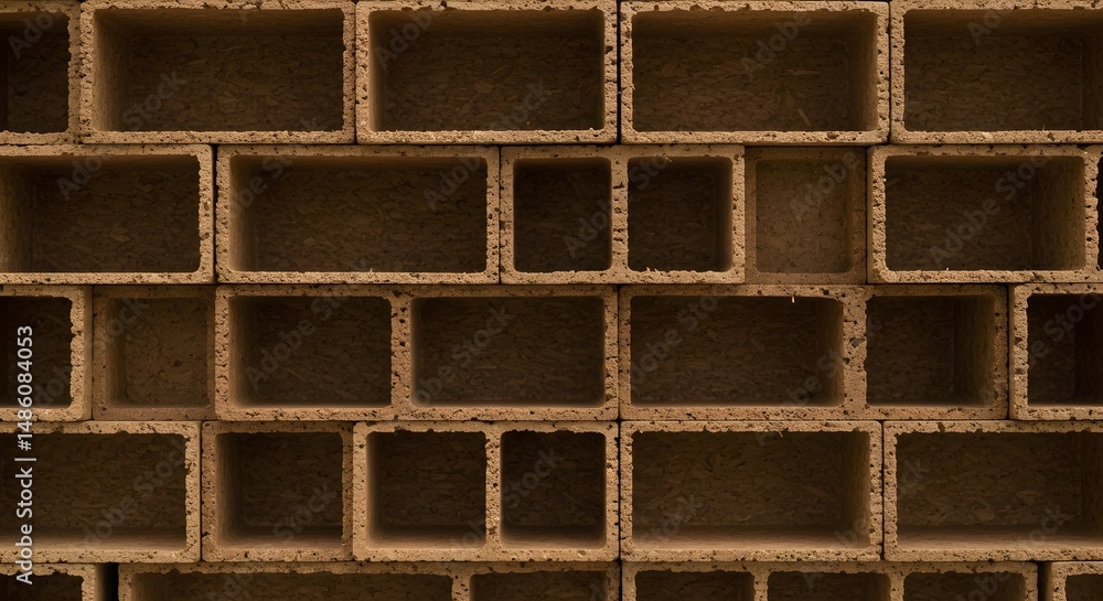 Aufkleber abstract brown concrete blocks wall texture background: geometric pattern of rectangular bricks for 