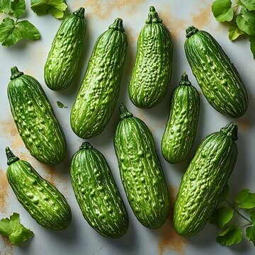Closeup fresh pointed gourds organic healthy produce high resolution pictures