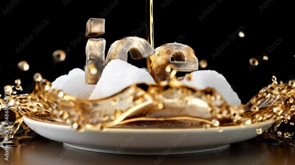 Poster plate of ice cubes with the word ice written on it. the image has a playful and fun mood, as it is a