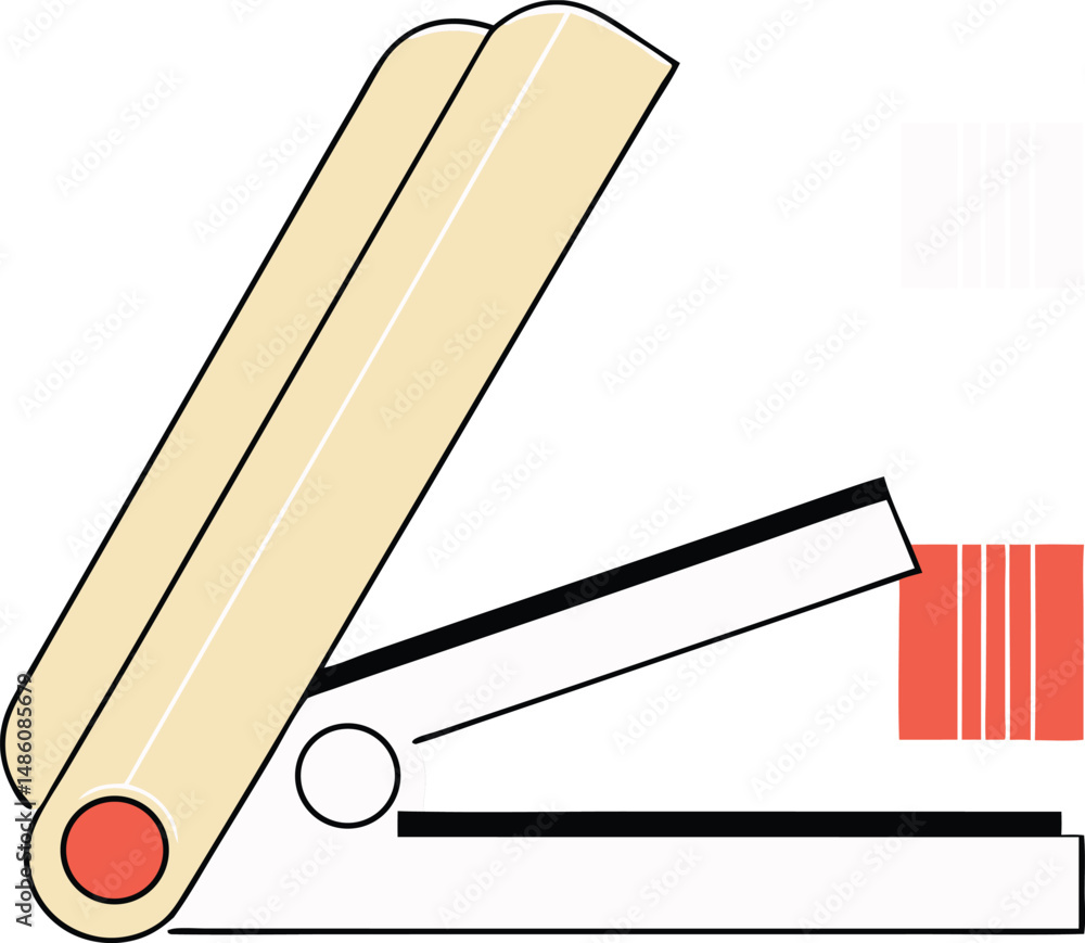 Poster abstract illustration of a stapler with stylized elements on transparent background