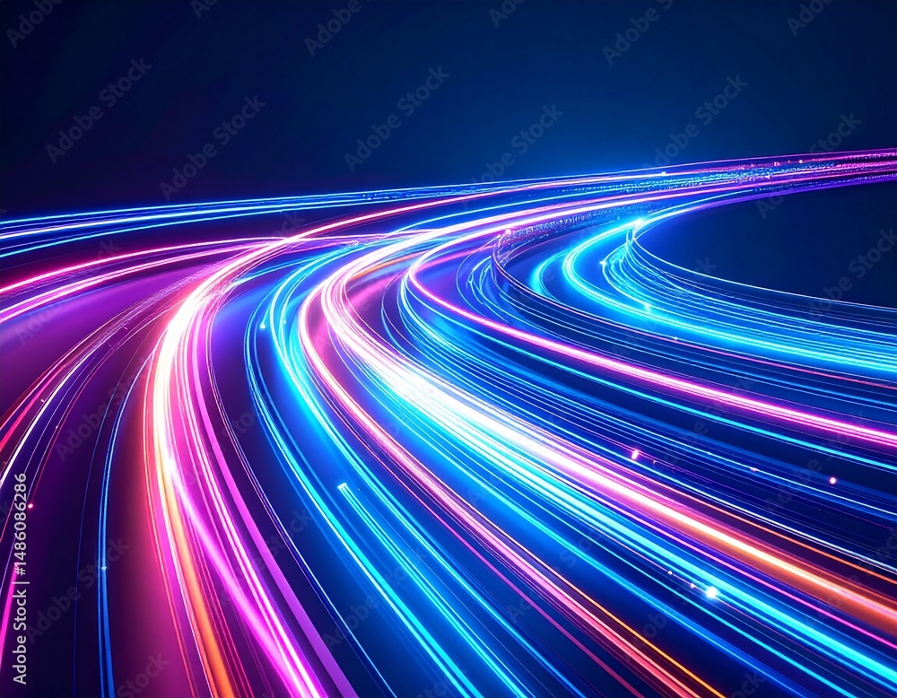 Poster abstract light trails dynamic 3d render of colorful motion lines