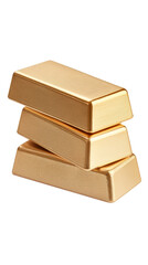 Three stacked gold bars with a shiny, metallic finish.