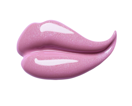 Glossy, pink lips with a sparkly finish and a bold, artistic shape. - Powered by Adobe