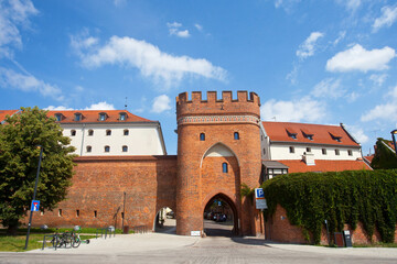 Gotycka brama, jedna z trzech zachowanych bram miejskich Torunia od strony Wisły, Polska. Gothic gate in Torun, Poland	
