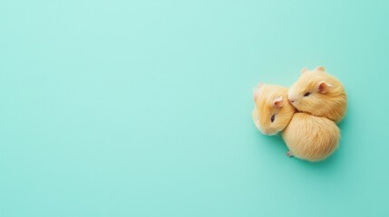 Two adorable baby guinea pigs cuddling