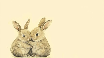 Obraz premium Two baby rabbits cuddling