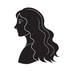 Long Haired Woman Silhouette Side Profile Elegance