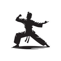 kungfu silhouette, editable vector image