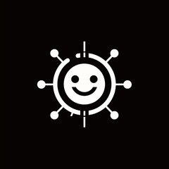Obraz premium A stylized, smiling face with a circular center, symbolizing unity and collective experience, in a futuristic and energetic design.