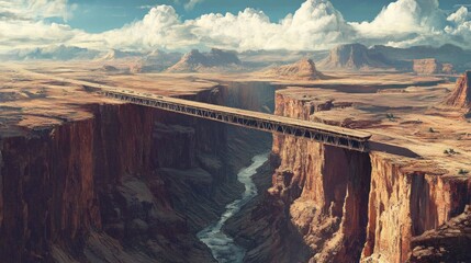 Vast desert canyon bridge