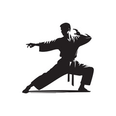 kungfu silhouette, editable vector image