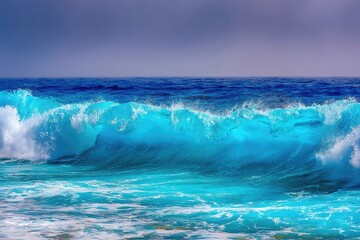 Tumultuous Blue Waves Against a Calming Horizon
