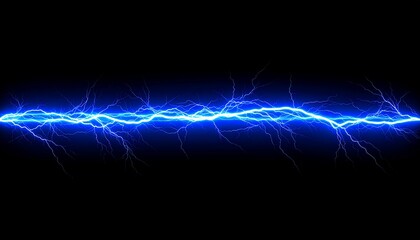 Blue Lightning Strike on Black Background