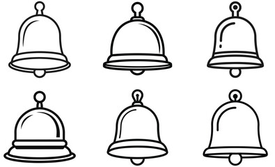 Handbell Icon Set, Line Art, Outline Bell Symbols, Musical Bell Graphics
