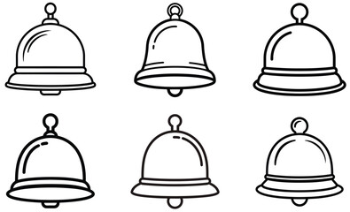 Handbell Icon Set, Line Art, Outline Bell Symbols, Musical Bell Graphics