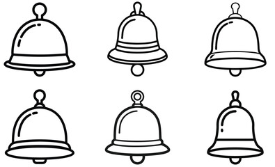 Handbell Icon Set, Line Art, Outline Bell Symbols, Musical Bell Graphics