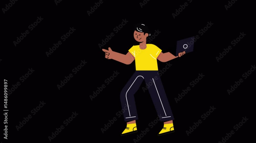 Poster customer support motion graphic rendering with transparent alpha channel