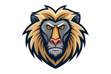 baboon head logo vector on white background