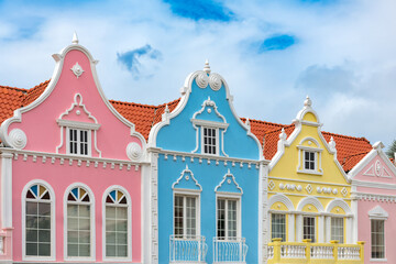 Colorful traditional architecture showcasing Dutch influences in downtown Oranjestad, Aruba