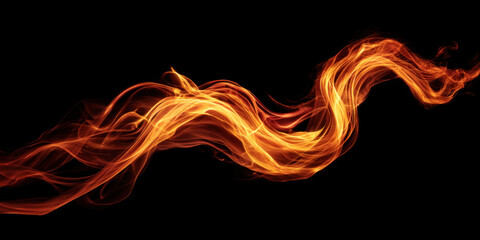 Fiery Grace: Capturing the dynamic flow of fire against a black background, showcasing the powerful movement and radiant energy of the flames.