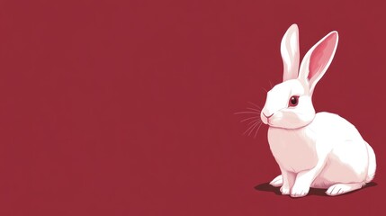 White rabbit on maroon background