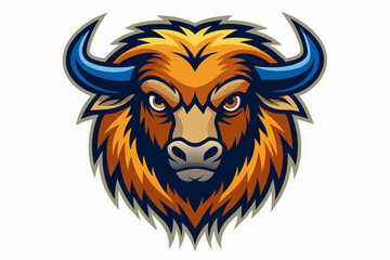 bison head logo vector on white background