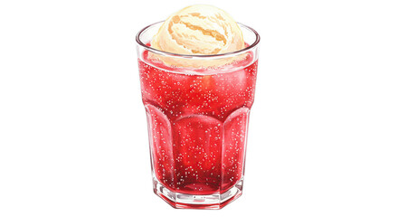 Refreshing Soda Float with Vanilla Ice Cream in Glass
