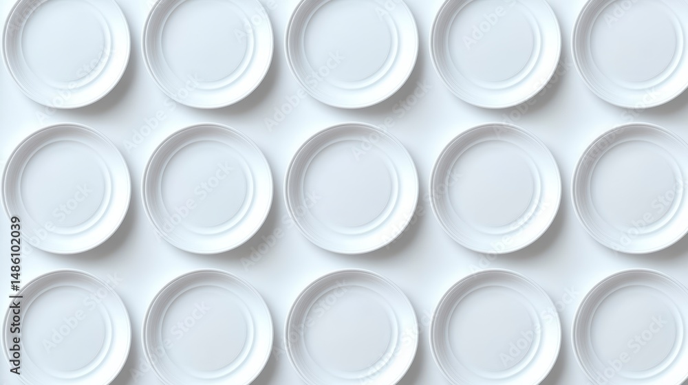 Poster seamless pattern of minimalist white circles on white background.