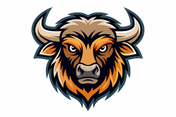 bison head logo vector on white background
