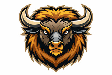 bison head logo vector on white background