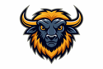 buffalo head logo vector on white background