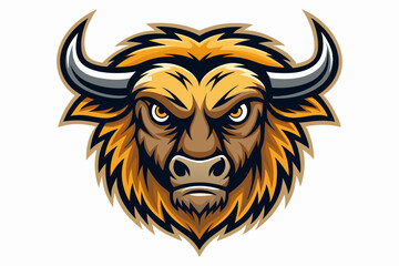 buffalo head logo vector on white background