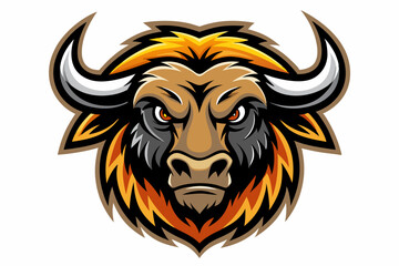 buffalo head logo vector on white background