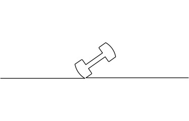 Barbel in one continuous single line art drawing style Gym fitness sports concept vector illustration,  Vector illustration. Dumbbell continuous line icon.