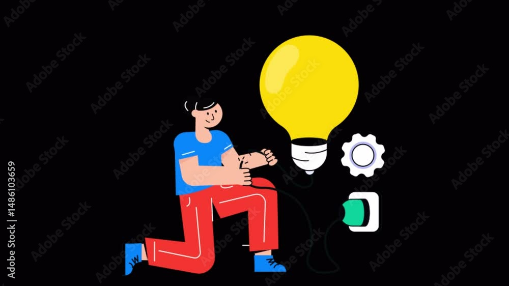 Poster startup idea generation motion graphic rendering with transparent alpha channel