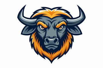 buffalo head logo vector on white background