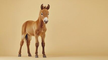 Young donkey stands poised
